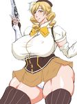  1girl blonde_hair breasts curvy drill_hair erect_nipples fat hat huge_breasts long_hair mahou_shoujo_madoka_magica plump setta777 smile solo standing thick_thighs thighs tomoe_mami twin_drills wide_hips yellow_eyes 