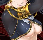  antaria armband arms_up black_hair breasts close-up collar covered_nipples earrings head_out_of_frame jewelry large_breasts lips long_hair original parted_lips solo underboob 
