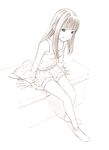 chikyuu_no_houkago dress long_hair monochrome sketch socks solo traditional_media yoshitomi_akihito 