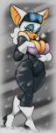  anthro bat big_breasts big_thighs blackbetty breasts cleavage clothed clothing eyewear female gloves goggles hair hi_res makeup mammal rouge_the_bat simple_background snow solo sonic_(series) 