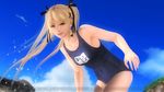  1girl 3d blonde_hair blue_eyes dead_or_alive dead_or_alive_5 female marie_rose solo swimsuit twintails water 