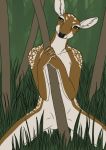  2012 4_fingers anthro biped black_nose breasts brown_fur butt_from_front cervine collarbone convenient_censorship countershade_arms countershade_face countershade_hands countershade_legs countershade_torso countershading crouching digital_drawing_(artwork) digital_media_(artwork) fallow_deer female forest front_view fur grass head_tilt inner_ear_fluff lighting looking_at_viewer mammal multicolored_fur nature noet nude outside pinup pose shadow snout solo spots spotted_fur tree two_tone_fur white_countershading white_fur white_spots yellow_eyes 