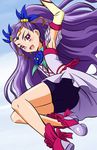  :d arm_up armpits ass bare_legs bike_shorts circlet flower frills fuchi_(nightmare) full_body highres long_hair magical_girl milk_(yes!_precure_5) milky_rose mimino_kurumi open_mouth pink_eyes precure purple_hair purple_shorts shoes shorts shorts_under_skirt smile solo two_side_up yes!_precure_5 yes!_precure_5_gogo! 