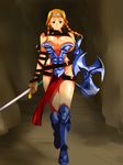  1girl braid breasts huge_breasts kagemusha leina orange_hair queen&#039;s_blade queen's_blade shield sword weapon 