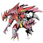  commentary dragon getter_dragon getter_robo getter_robo_g koyama_motoo mecha monster no_humans open_mouth signature simple_background too_literal western_dragon white_background wings yellow_eyes 
