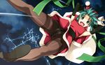  aqua_hair bad_id bad_pixiv_id black_gloves black_legwear blue_eyes christmas crotch_seam elbow_gloves gloves hat high_heels highres legs original panties panties_under_pantyhose pantyhose santa_costume santa_hat shikei short_hair solo thighband_pantyhose underwear upskirt 