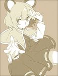  animal_ears capelet jewelry monochrome mouse_ears mouse_tail nazrin pendant ponpoko short_hair solo tail touhou 