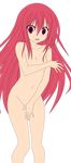  1girl claire_rouge highres hips legs long_hair navel nude open_mouth photoshop red_hair seirei_tsukai_no_blade_dance thighs vector_trace 