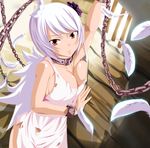  angel_wings bad_deviantart_id bad_id barred_window breasts brown_eyes chain cleavage collar collarbone cuffs fairy_tail feathers flower hair_flower hair_ornament handcuffs highres in_cell large_breasts looking_at_viewer open_mouth parted_lips prison prison_cell prisoner shackles short_hair silver_hair solo torn_clothes vitor_domingos_cardoso_ferreira wings yukino_aguria 