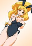  1girl animal_ears blonde_hair bow bowtie bunny_ears bunnysuit cure_honey detached_collar happinesscharge_precure! long_hair magical_girl oomori_yuuko precure tamo_(nama-yatsuhashi) tamo_(namayatsuhashi) wrist_cuffs yellow_eyes 