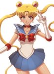  bad_id bad_pixiv_id bangs bishoujo_senshi_sailor_moon blonde_hair blue_eyes blue_sailor_collar blue_skirt bow brooch choker cowboy_shot double_bun elbow_gloves eng_(hypark1102) gloves hair_ornament jewelry long_hair looking_at_viewer parted_bangs parted_lips pleated_skirt red_bow red_choker sailor_collar sailor_moon sailor_senshi_uniform shiny shiny_clothes skirt smile solo tsukino_usagi twintails v white_background white_gloves 