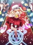  :3 :d ascot bad_id bad_pixiv_id blonde_hair bloomers blush fang flandre_scarlet hat laevatein magic_circle open_mouth radge red_eyes short_hair side_ponytail skirt skirt_set smile solo touhou underwear wings 