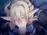  :&gt;= ahegao anastasia_d_faizland blonde_hair blue_eyes blush boots captive captive_market cum cum_in_mouth elf fellatio game_cg lilith-soft lilith_soft oral pointy_ears rape shindou_l sweat tears uniform 