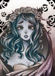  blue_skin breasts corpse_bride dress emily_(corpse_bride) lipstick long_hair makeup wedding_dress zombie 