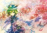  :/ bad_id bad_pixiv_id flower green_eyes green_hair hat lakestep55 looking_at_viewer shiki_eiki short_hair solo touhou traditional_media wide_sleeves 