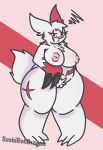  2019 anthro anthrofied big_breasts breasts chest_tuft claws digital_media_(artwork) female fur looking_at_viewer mammal nintendo nipples nude pok&eacute;mon pok&eacute;mon_(species) pussy simple_background solo sushirolldragon thick_thighs tuft video_games white_fur wide_hips zangoose 