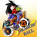  backpack bad_id bad_pixiv_id bag biker_clothes black_hair casual chibi dragon_ball dragon_ball_z fingerless_gloves gloves ground_vehicle jacket marimo_(yousei_ranbu) motor_vehicle motorcycle multiple_boys multiple_riders piccolo riding shoes sneakers son_gokuu spiked_hair vegeta younger 