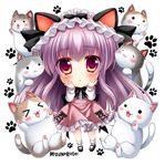  animal_ears cat cat_ears chibi hairband lolita_hairband long_hair looking_at_viewer mary_janes mizuki_yuuma orange_eyes original parted_lips purple_hair shoes 