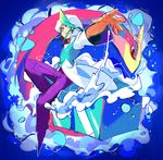  aqua_hair blue gen_3_pokemon male_focus mikuri_(pokemon) milotic motojima_hakka pokemon pokemon_(creature) pokemon_(game) pokemon_oras red_eyes water 