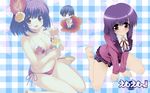  barefoot bikini feet flower highres mm! purple_hair school_uniform swimsuit yuuno_arashiko 