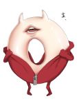  boushi-ya enemy_lifebuoy_(kantai_collection) full_body horns kantai_collection lips no_humans open_mouth round_teeth shinkaisei-kan simple_background teeth translation_request what white_background zipper 