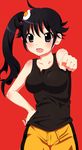  araragi_karen bakemonogatari black_eyes black_hair grisaia_(series) grisaia_no_kajitsu highres long_hair mashimaro_(masimarodaaaa) monogatari_(series) nisemonogatari punching side_ponytail solo 