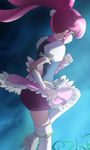  aino_megumi boots closed_eyes cure_lovely happinesscharge_precure! haruyama_kazunori long_hair magical_girl pink_hair ponytail precure solo thigh_boots thighhighs white_legwear wide_ponytail 