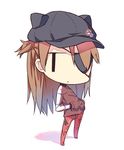  brown_hair chibi eyepatch hat jacket long_hair looking_at_viewer lowres neon_genesis_evangelion plugsuit shikinami_asuka_langley solo souryuu_asuka_langley tunamayochan 