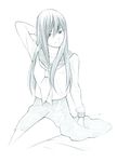  long_hair monochrome original school_uniform sketch solo traditional_media yoshitomi_akihito 