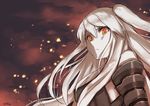  aircraft_carrier_oni azu_(azusayumix) fiery_background fire kantai_collection long_hair looking_at_viewer one_side_up pale_skin red_eyes shinkaisei-kan white_hair white_skin 