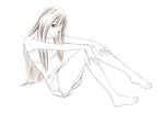  long_hair monochrome original shorts sketch solo traditional_media yoshitomi_akihito 