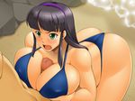  angry ass beach breasts censored copyright_request green_eyes headband kawanuma_uotsuri large_breasts ocean paizuri penis 