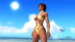  3d breasts cloud dark_skin dead_or_alive dead_or_alive_5 dolphin earrings jewelry la_mariposa_(doa) large_breasts lisa_hamilton official_art solo sun tecmo 