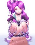  board_game fingerless_gloves gloves go harihisa highres panties pantyshot pantyshot_(squatting) ponytail pretty_(series) pripara purple_eyes purple_hair short_hair solo squatting toudou_shion underwear 