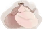  anthro antlers belly belly_overhang big_belly big_butt brown_fur brown_hair butt cervine chubby_cheeks double_chin elias_decker fur hair hand_on_stomach horn huge_butt hyper hyper_belly male mammal mirina moobs morbidly_obese obese obese_male overweight overweight_male simple_background smile solo thick_thighs wide_hips 
