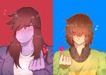  2019 anthro blush clothed clothing deltarune digital_media_(artwork) duo female flirting hair hi_res human kosafordraw kris_(deltarune) male mammal reptile scalie simple_background smile susie_(deltarune) video_games 