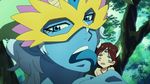  animated animated_gif blue_eyes blue_skin ear_licking giant giantess lick licking magi_the_labyrinth_of_magic mask zagan 