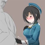  admiral_(kantai_collection) bakkanki black_hair blush gloves hat kantai_collection red_eyes short_hair takao_(kantai_collection) tears translated 