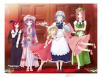  bad_proportions bat_wings blue_vert flandre_scarlet head_wings hong_meiling hug izayoi_sakuya koakuma multiple_girls one_eye_closed patchouli_knowledge remilia_scarlet smile touhou wings 