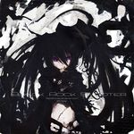  black_hair black_rock_shooter bwrose insane_black_rock_shooter long_hair pale_skin purple_eyes scar solo stitches 