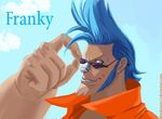  bad_source banned_artist blue_hair bluedemon13 franky male_focus one_piece self_upload solo 
