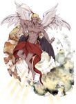  angel_wings blonde_hair cefca_palazzo demon_wings final_fantasy final_fantasy_vi flying male_focus shirtless solo sotohara wings 