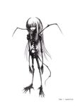  blame! cibo greyscale long_hair monochrome skeleton solo wings 