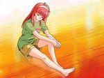  barefoot feet fujisaki_shiori lowres red_hair redhead tokimeki_memorial 