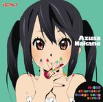  album_cover black_hair brown_eyes character_single cover horiguchi_yukiko k-on! multicolored multicolored_nails nail_polish nakano_azusa official_art solo twintails 