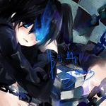  black_hair black_rock_shooter black_rock_shooter_(character) blue_eyes burning_eye lips sankusa solo 