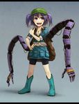  alternate_costume backpack bad_id bad_pixiv_id bag blue_eyes blue_hair boots contemporary cybernetic double_sided_wrench extra_arms hair_bobbles hair_ornament hands hat kawashiro_nitori key kurione_(zassou) midriff multiple_arms short_hair sleeves_rolled_up solo touhou twintails two_side_up wrench 
