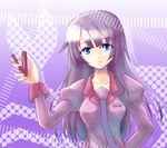  bakemonogatari blue_eyes long_hair monogatari_(series) purple_hair ryusei2u senjougahara_hitagi solo stapler 