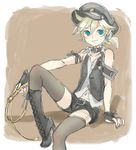  armband bad_id bad_pixiv_id blonde_hair blue_eyes boots gloves hat headphones kagamine_len lalamix male_focus otoko_no_ko shorts sketch solo thighhighs vocaloid whip 