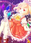  :d bad_id bad_pixiv_id blonde_hair bow flandre_scarlet hat hat_removed headwear_removed mary_janes mob_cap mokyuko open_mouth orange_eyes pantyhose shoes side_ponytail smile solo touhou white_legwear wings wrist_cuffs 
